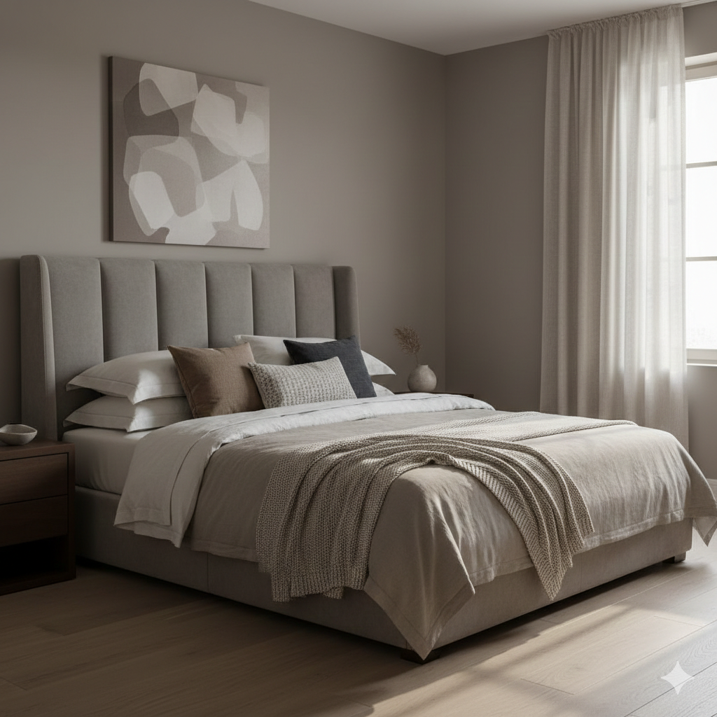 camera da letto in stile contemporaneo in colori neutri