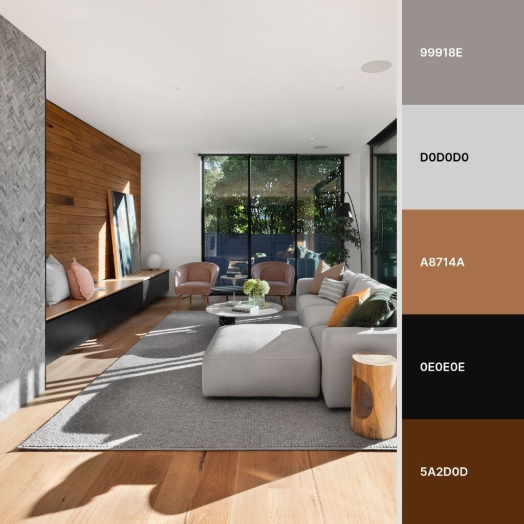 soggiorno-moderno-con-divano-ad-isola-grigio-e-camino-in-ceramica