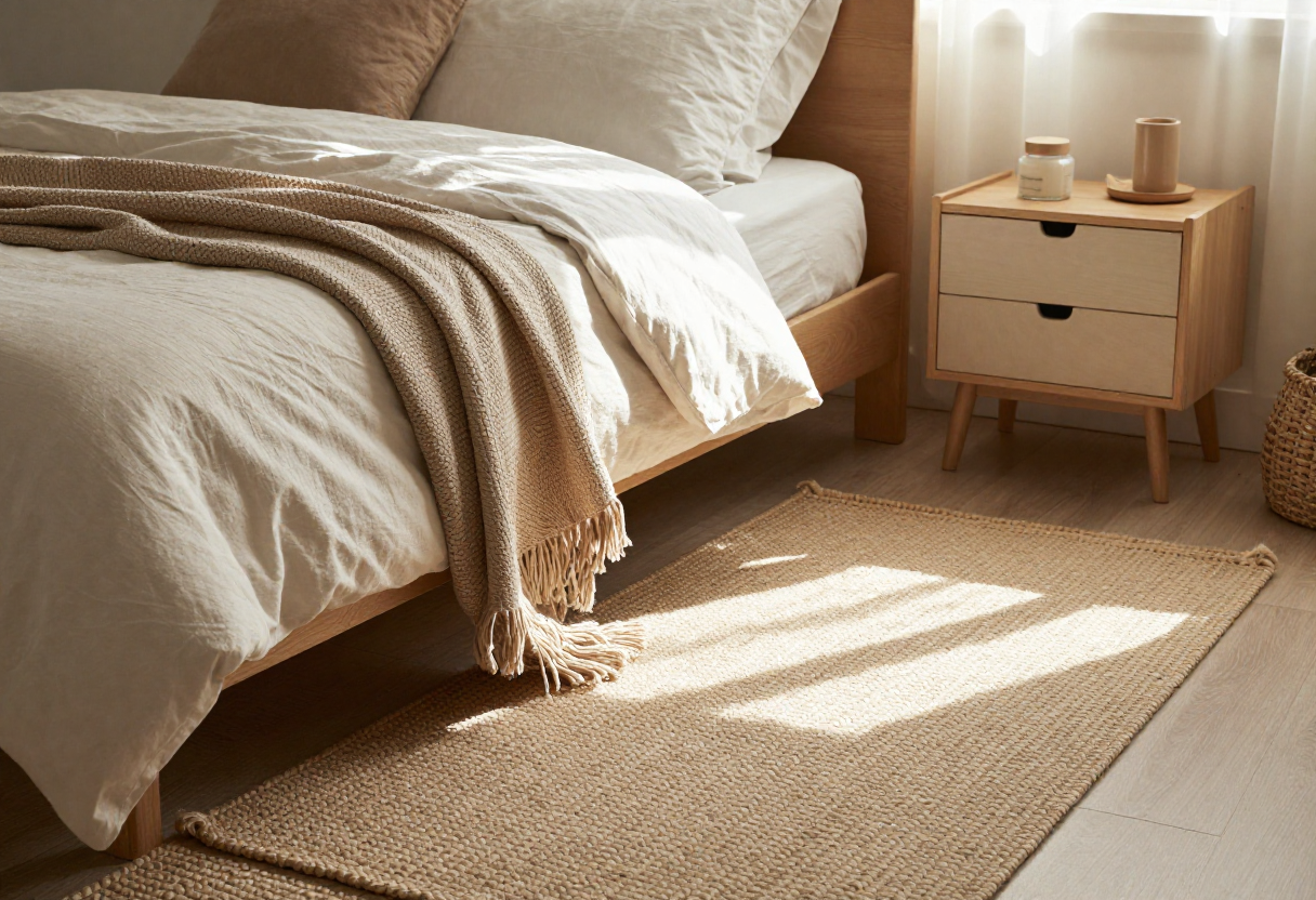 camera da letto con tappeto artigianale