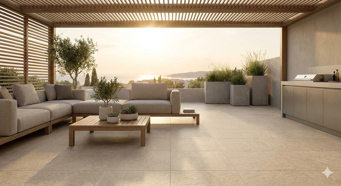 terrazza con pavimento gres per esterno