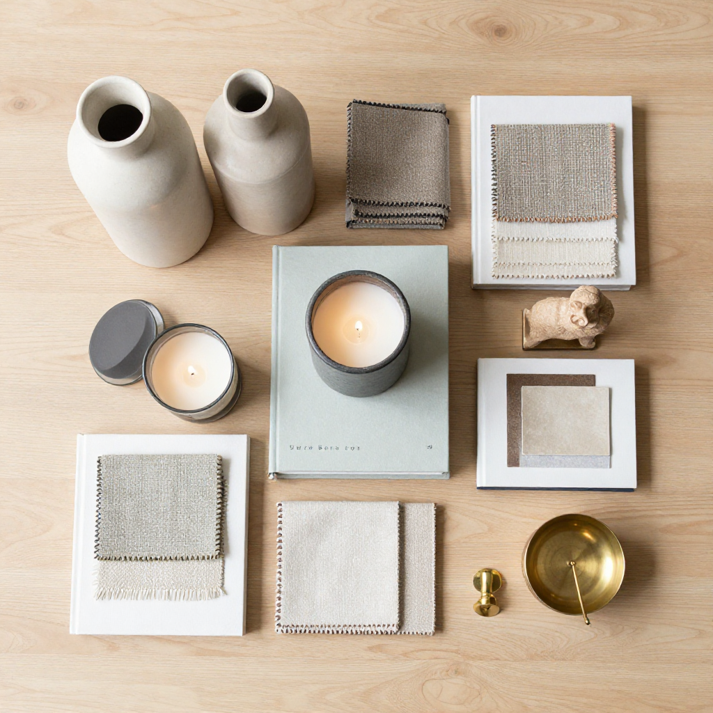 flatlay materiali per complementi arredo